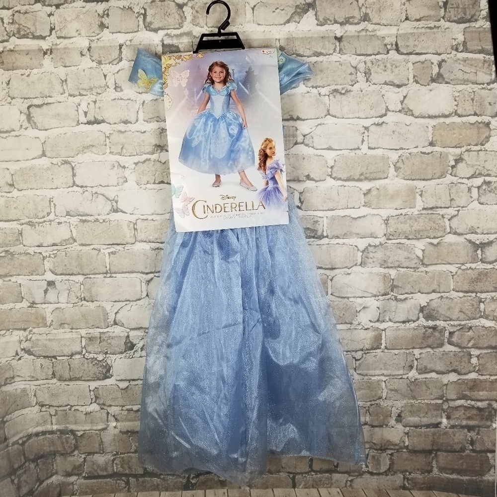 Disney Deluxe Cinderella Costume Size Med 7/8 Blue